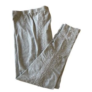 JW Los Angeles Womens Gray Embroidered Side Seam Cotton Lycra Leggings Size L